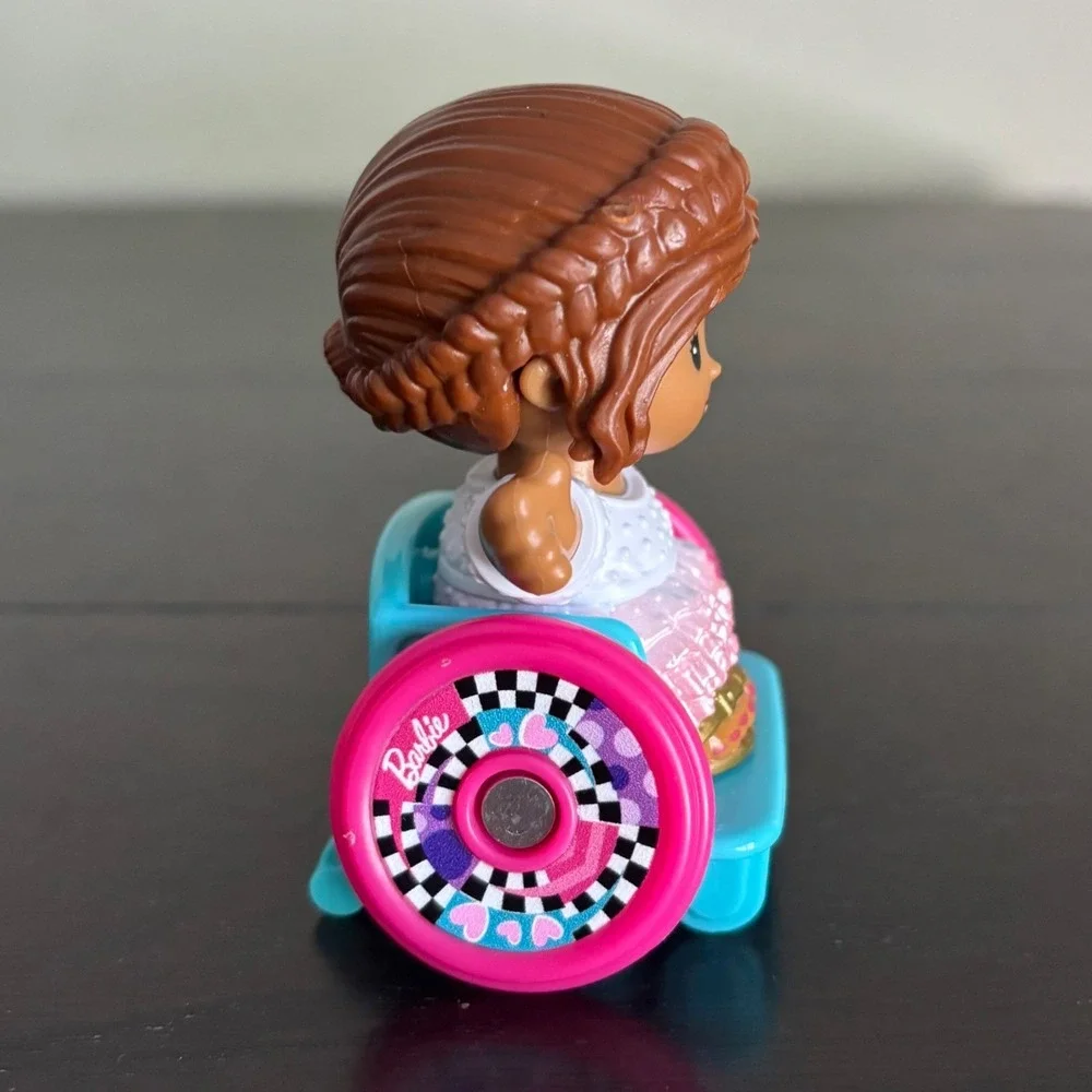 Fisher-Price Little People Barbie Wheelchair Figure Braided Hair Pink Teal‎ 2022